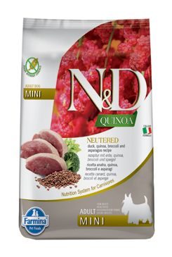 N&D Quinoa DOG Neutered Duck & Broccoli & Asp. Mini 2,5kg