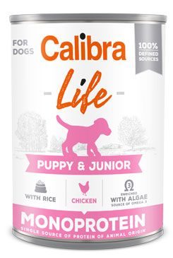 Calibra Dog Life konz. Puppy&Junior Chicken&rice 400g