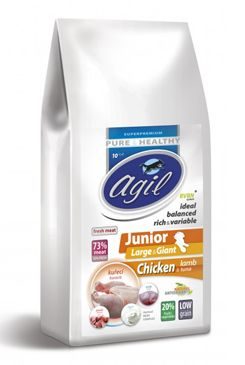 Agil Junior Large&Giant Low Grain Chicken, Lamb, yoghurt 10kg
