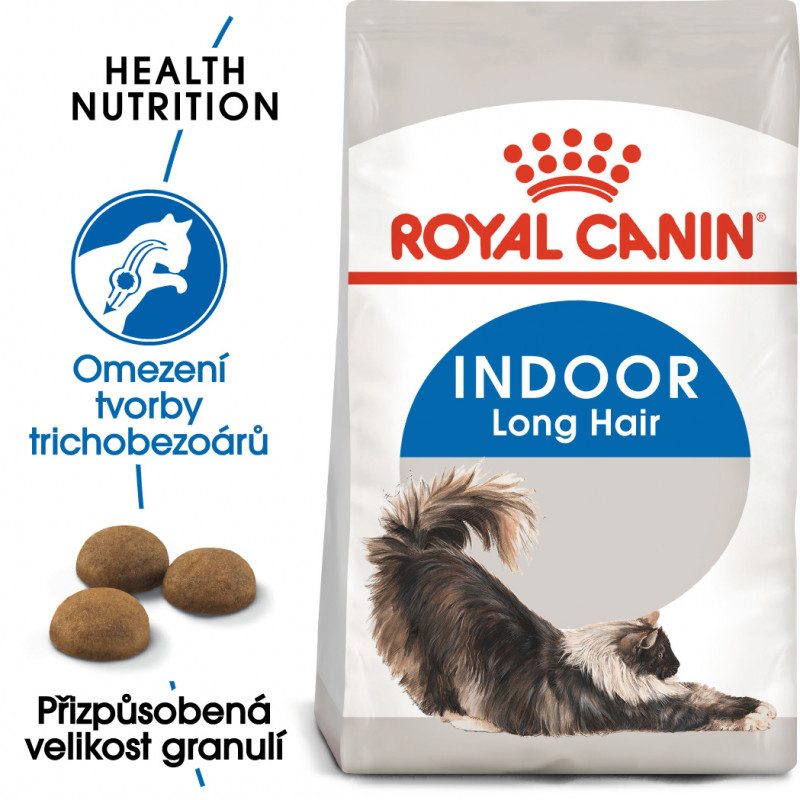 Royal Canin Indoor Longhair granule pro kočky žijící uvnitř a zdravou srst 2 Kg