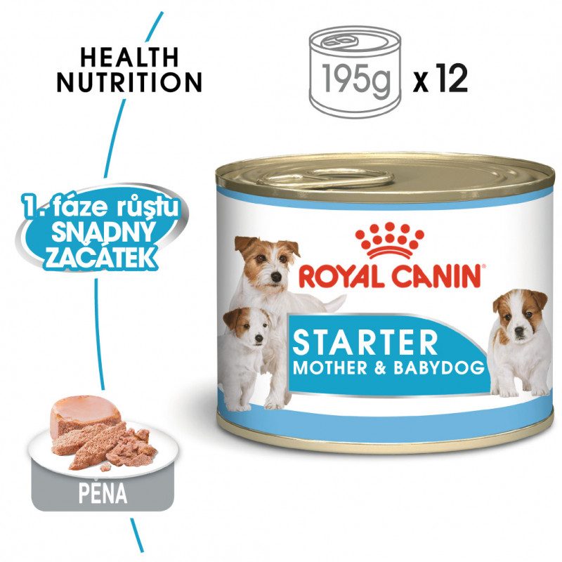 Royal Canin Starter Mousse konzerva pro březí nebo kojící feny a štěňata 195 g