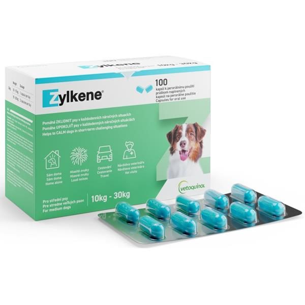 Vetoquinol Zylkene 225 mg pro střední psy od 10 kg do 30 kg 100 kapslí
