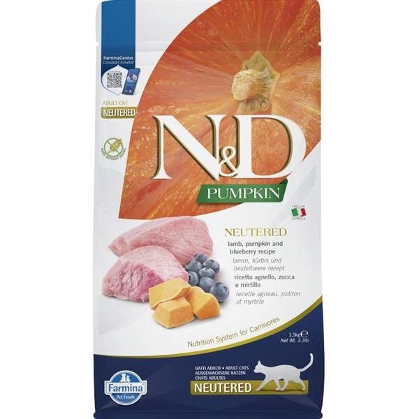 N&D Pumpkin CAT Neutered Lamb & Blueberry 1,5kg