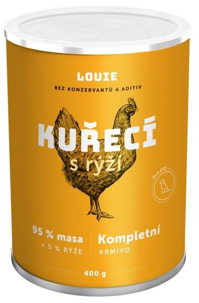 Louie konz. pro psy kuřecí s rýží 400g 