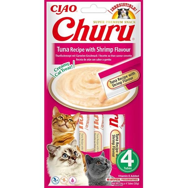 Inaba Churu cat snack tuňák s krevetovou příchutí 4x 14g