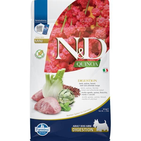 N&D QUINOA Dog GF Digestion, Lamb & Fennel Adult Mini 800 g