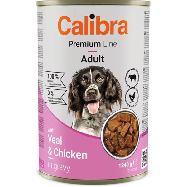 Calibra Dog konz.telecí+kuřecí 1240 g