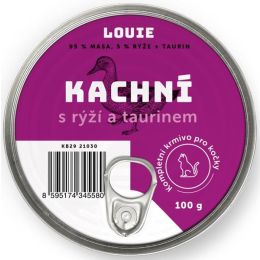 Louie konz. pro kočky kachní s rýží a taurin 100g 