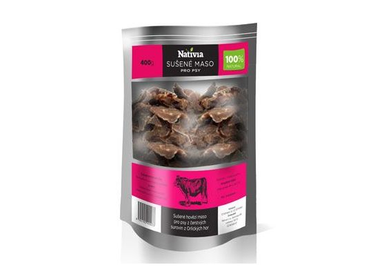 Nativia Sušené hovězí maso pochoutka pro psy 400g