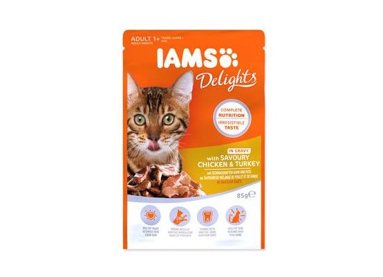 Iams Cat Kuře a krůta v omáčce kapsa 85g