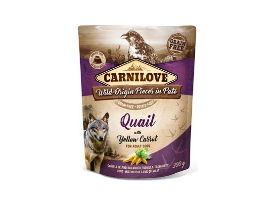 Carnilove Dog Pouch Paté Quail & Yellow Carrot 300g