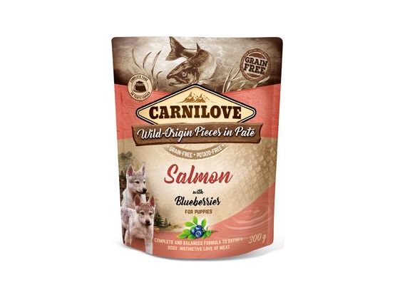 Carnilove Dog Pouch Paté Salmon & Blueber Puppies 300g