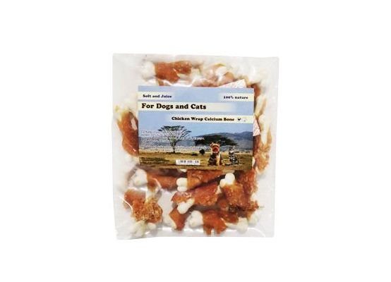 Pochoutka Kalciová kost 5cm s kuřecím masem 250g
