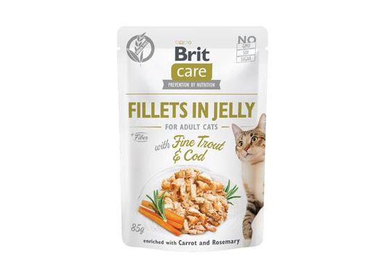 Brit Care Cat Fillets in Jelly with Trout&Cod 85g