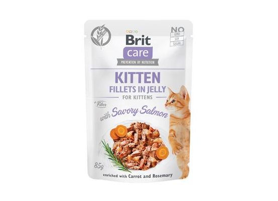 Brit Care Cat Fillets in Jelly Kitten with Salmon 85g