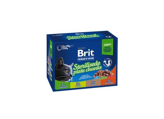 Brit Premium Cat kapsa Sterilised Plate 1200g (12x100g)