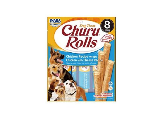 Churu Dog Rolls Chicken with Cheese wraps 8x12g