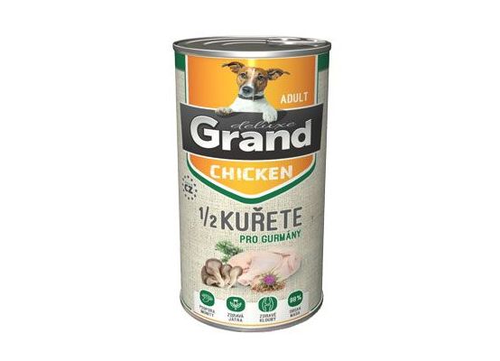 GRAND konz. deluxe pes kuřecí s 1/2 kuřete adult 1300g