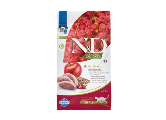 N&D Quinoa CAT Hairball Duck & Cranberry 1,5kg