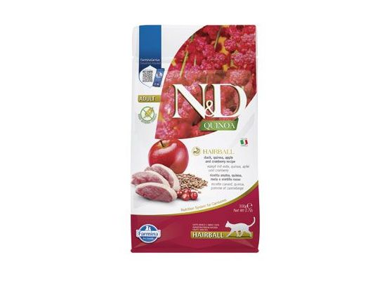N&D Quinoa CAT Hairball Duck & Cranberry 300g