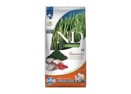 N&D SPIRULINA DOG Adult M/L Herring & Wolfberry 7kg