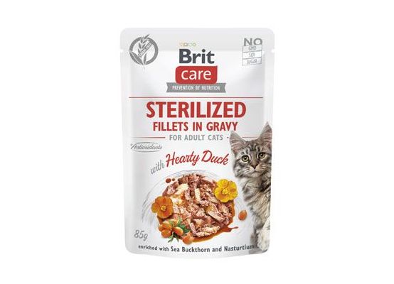 Brit Care Cat Fillets in Gravy Steril. Hearty Duck 85g