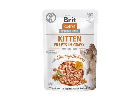 Brit Care Cat Fillets in Gravy Kitten Savor.Salmon 85g