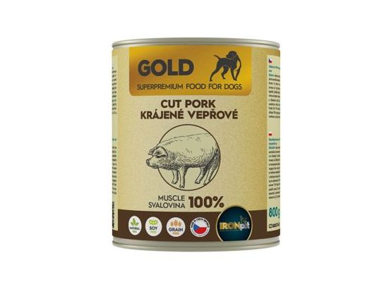 IRONpet Gold Dog Pork cut muscle konzerva 800g