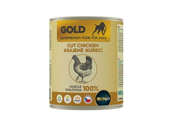 IRONpet Gold Dog Chicken cut muscle konzerva 800g