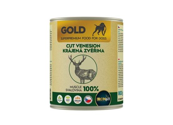 IRONpet Gold Dog Venison cut muscle konzerva 800g