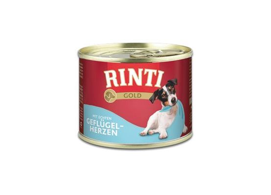 Rinti Dog Gold konzerva drůbeží srdíčka 185g