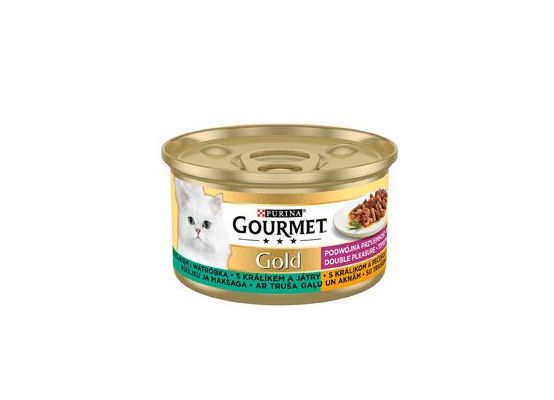 Gourmet Gold konz. kočka pašt. duš.králík a játra 85g