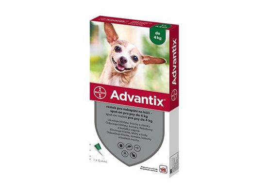 Advantix Spot On 1x0,4ml pro psy do 4kg (1 pipeta)