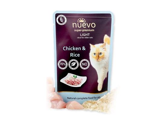 Nuevo kočka kapsa light kuřecí s rýží 85g
