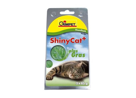 Gimpet kočka konz. ShinyCat tuňák+koč. tráva 2x70g