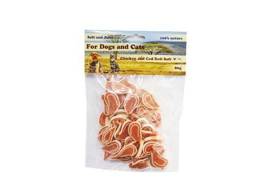 Pochoutka Kuřecí s treskou roláda měkká 80g