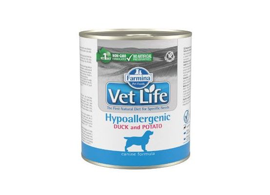 Vet Life Natural Dog konz. Hypoaller Duck&Potato 300 g