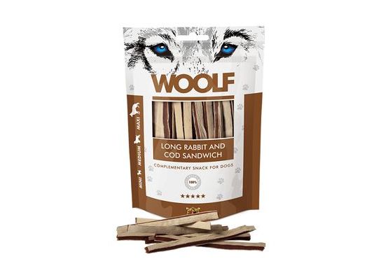 WOOLF pochoutka soft Rabbit&Cod sandwich long 100g