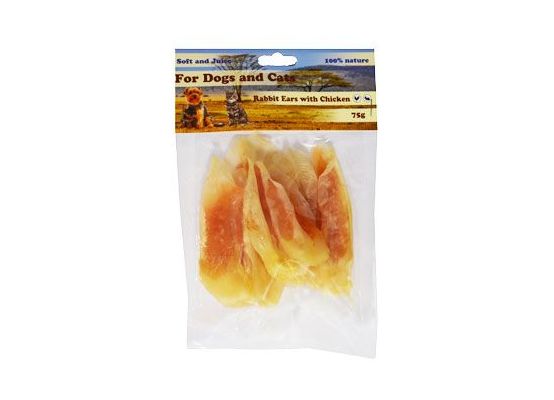 Pochoutka Králičí ucho plněné kuřecím masem 75g