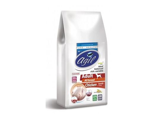 Agil Adult All Breed Low Grain Chicken, Lamb, Tuna 10kg