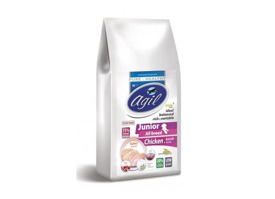 Agil Junior All Breed Low Grain Chicken, Lamb, Tuna 10kg
