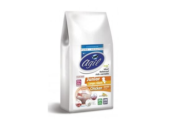Agil Junior Large&Giant Low Grain Chicken, Lamb, yoghurt 10kg