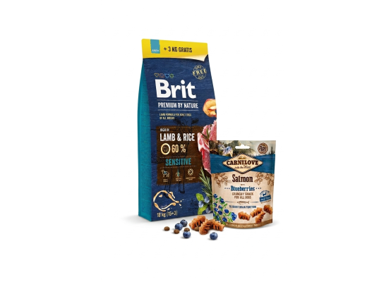 Brit Premium Dog by Nature Sensitive Lamb 15+3 kg + CARNILOVE Snack 200g ZDARMA