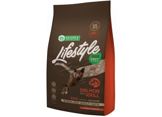 Nature's Protection Cat Dry LifeStyle GF Sterilised Salmon 1,5 kg