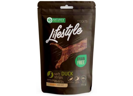 Nature's Protection Cat snack Lifestyle kachní plátky 75 g