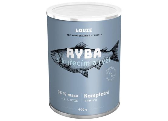 Louie konz. pro psy ryba s kuřecím a rýží 400 g