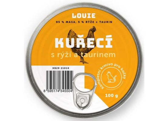 Louie konz. pro kočky kuřecí s rýží a taurin 100g 