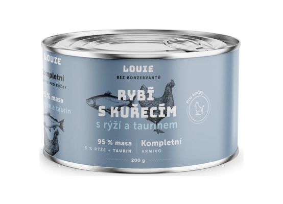 Louie konz. pro kočky rybí s kuř. s rýží a taurinem 200g 