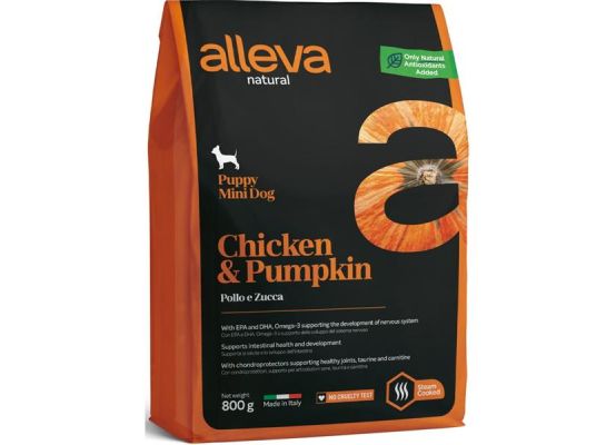 ALLEVA NATURAL Dog Dry Puppy Chicken&Pumpkin Mini 800g