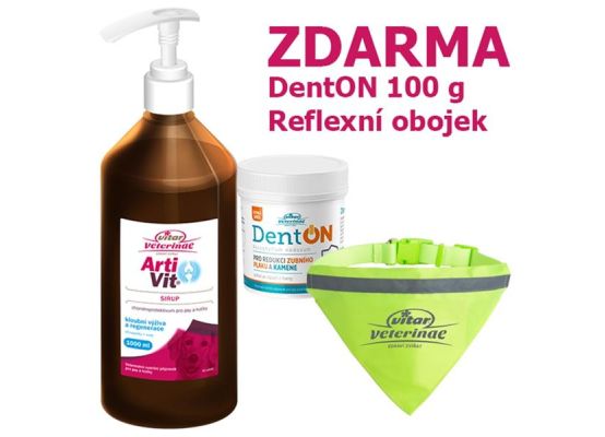 Artivit sir. 1000 ml + DentOn 100g a reflexní obojek zdarma